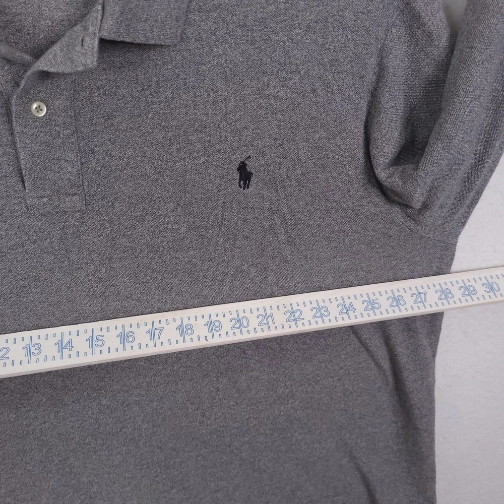 Polo Ralph Lauren Shirt Long Sleeve Polo Mens 3XB Grey Big & Tall Pique Pony
